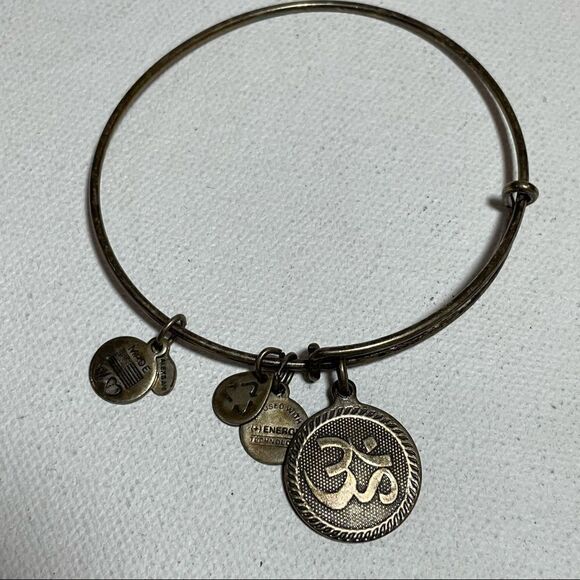 Alex and Ani and Chrysalis crown, lotus, OM, aquamarine charm Bracelet lot - Picture 13 of 13